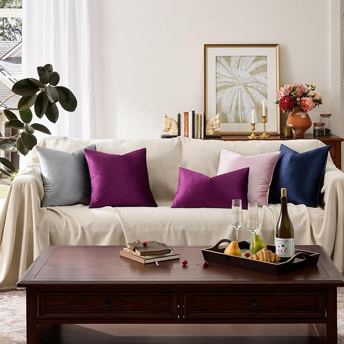 GIGIZAZA Purple 12x20 Lumbar Velvet Decorative Throw Pillow Covers - Image 4