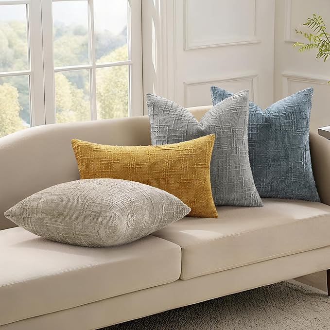 decorUhome Light Brown Chenille Throw Pillow Covers 12x20 Set of 2 Textured - Image 4