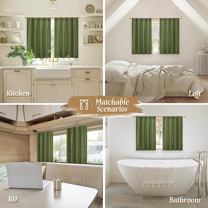 LAMIT Linen Curtains 45 Inch Length 2 Panels Set - Image 6