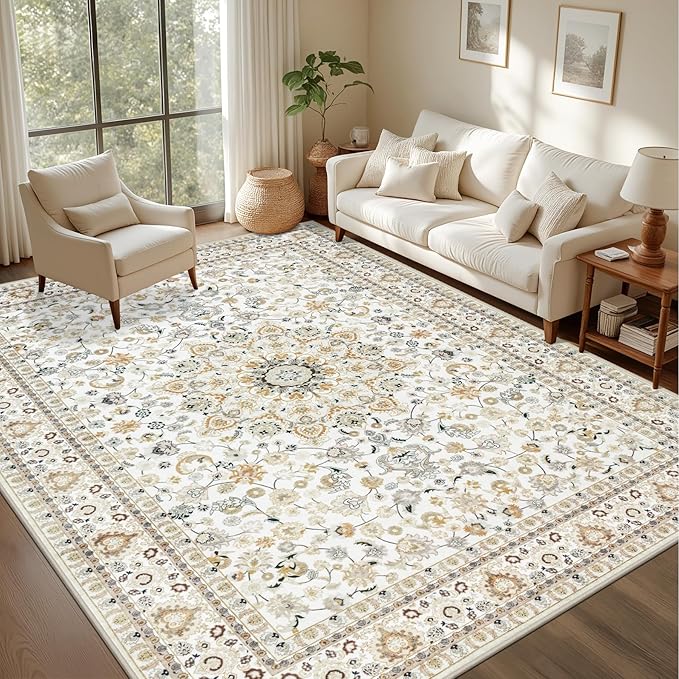 6x9 Area Rugs Living Room Rug: Washable Vintage Boho Rug No Slip Stain - Image 3