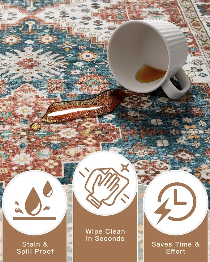 Madane 5x7 Area Rugs for Living Room, Stain Resistant Washable Rugs, Non-Slip - Image 7