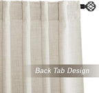 RYB HOME Living Room and Dining Room Curtains and Drapes Linen Sheer, Light - Image 2