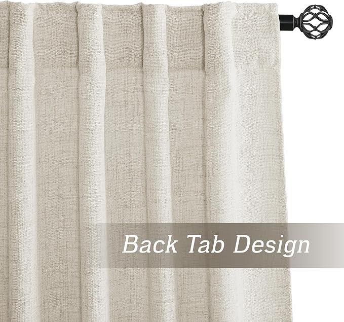 RYB HOME Living Room and Dining Room Curtains and Drapes Linen Sheer, Light - Image 2
