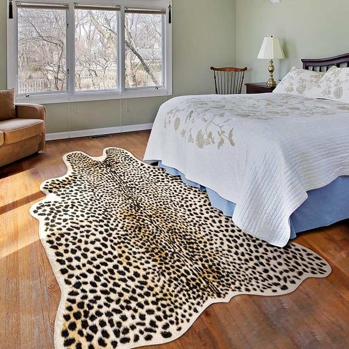 Cheetah Print Rug, Leopard Rug 4.4x5.8 Feet Faux Animal Print Skin Cheetah Area - Image 6