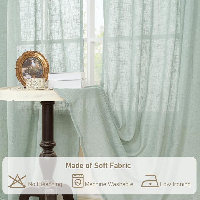 LAMIT Light Sage Linen Curtains 72 inch Length - Image 8