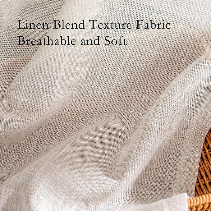 MYSKY HOME Natural Linen Living Room Curtains, Extra Long Semi Sheers Light - Image 6