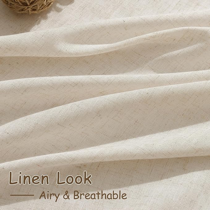 Cream Beige Linen Curtains 132 Inch Length - Image 4