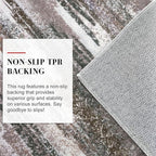 Lansny Modern Abstract Runner Rug 2.6x14, Dark Light Brown White Washable Long - Image 6