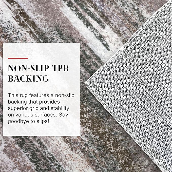 Lansny Modern Abstract Runner Rug 2.6x14, Dark Light Brown White Washable Long - Image 6