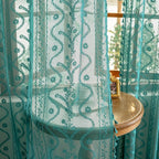 WAZZIO Boho Lace Curtains 2 Panels 96 Inch -Victorian Sheer Panel Drape French by WAZZIO