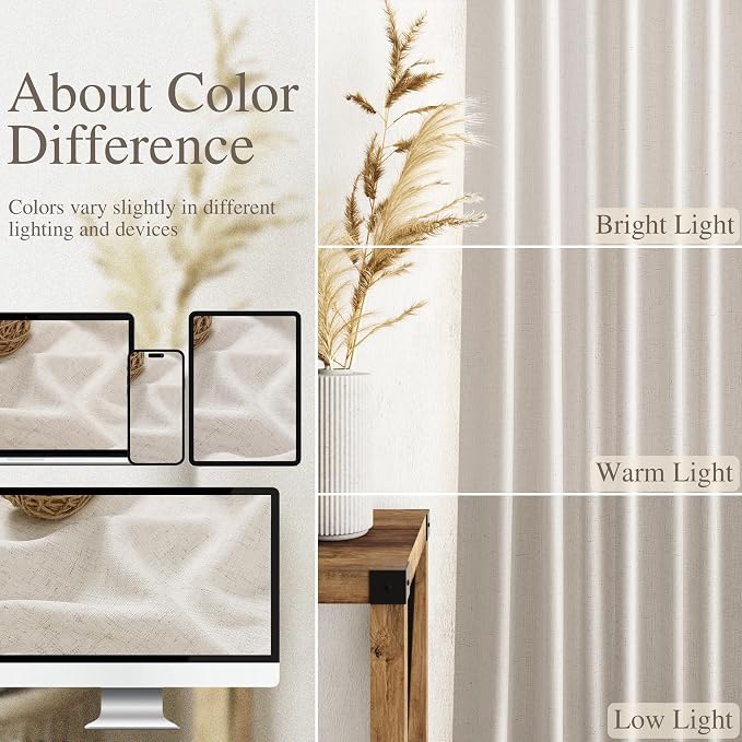 Nanspring Pearl White Curtains 90 Inches Long - Image 3