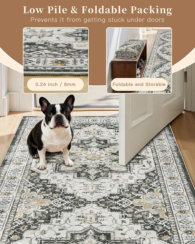 Madane Runner Rug 2x8, Washable Hallway Runner Rugs, Non-Slip Low-Pile Soft - Image 6