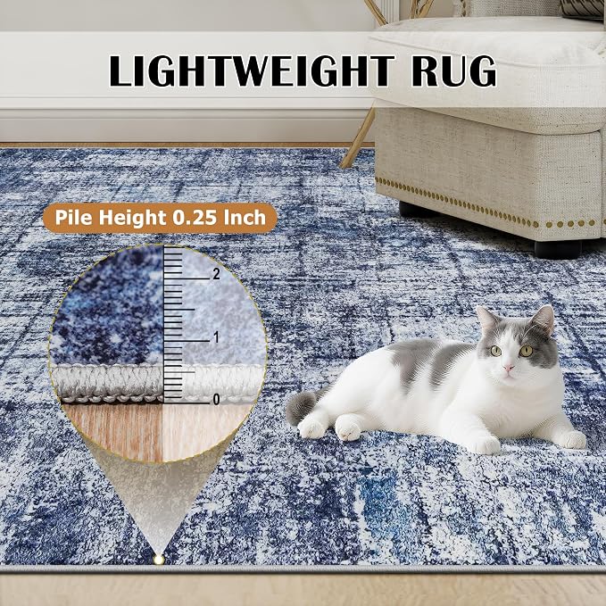 6x9 Area Rugs for Living Room Washable Rug: Anti-Skid Abstract Modern Living - Image 6