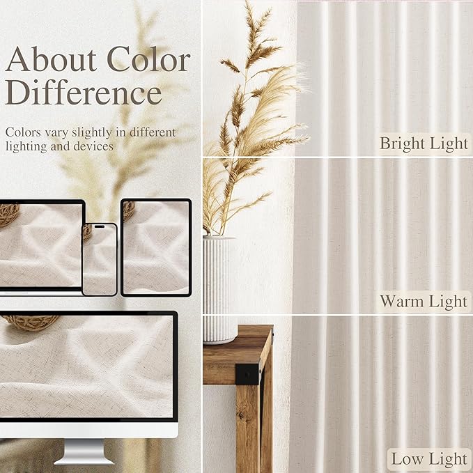 Nanspring Extra Wide Linen Curtains - Image 4