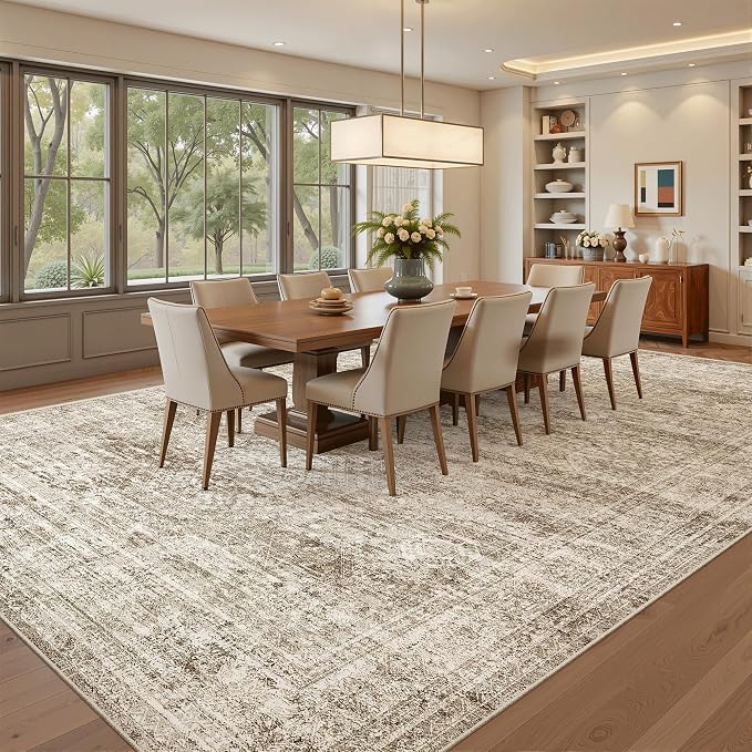 Area Rug 10x12 Vintage Washable Living Room Large Carpet Non Slip Bedroom - Image 3