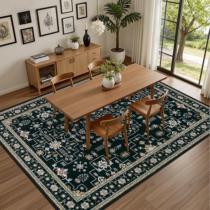 6x9 Area Rugs Living Room Rug: Washable Vintage Boho Medallion Rug No Slip - Image 5