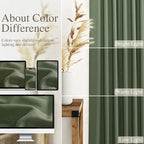 Olive Green Linen Sheer Curtains 63 Inch Length 2 Panel Set Back Tab Rod Pocket - Image 3