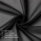 Lecloud Black Sheer Valances for Windows 18 Inch Length 2 Pcs, Cafe Kitchen - Image 7