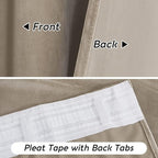 RYB HOME Camel Beige Velvet Curtains 63 inches Length - Image 4