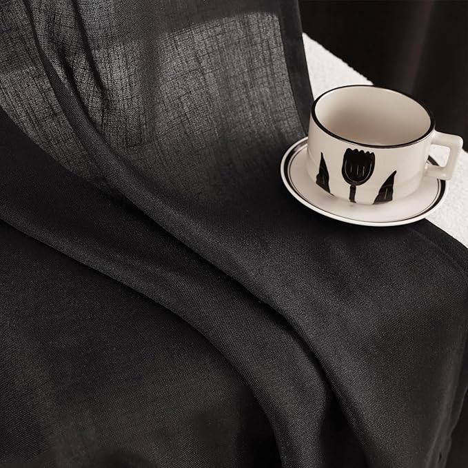 Black Linen Curtains 144 inches Long - Image 3