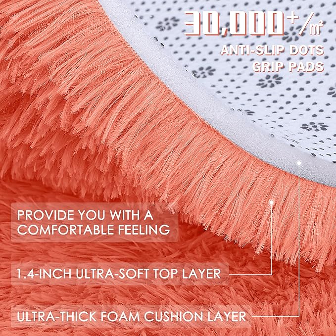 OLANLY 3x5 Machine Washable Small Bedside Rug, Soft Fluffy Shaggy Rugs - Image 5
