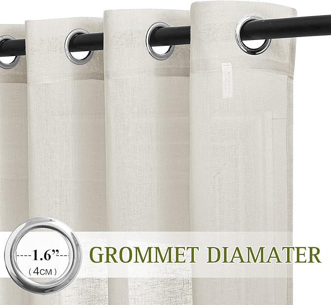 NICETOWN polyester Curtains for Windows 96 inch Length, Grommet Semi Sheer - Image 2