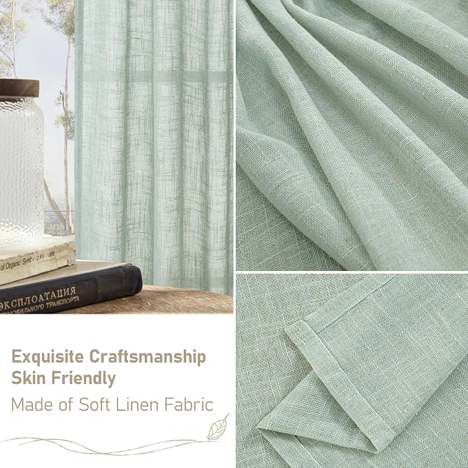 LAMIT Light Sage Linen Curtains 72 inch Length - Image 6
