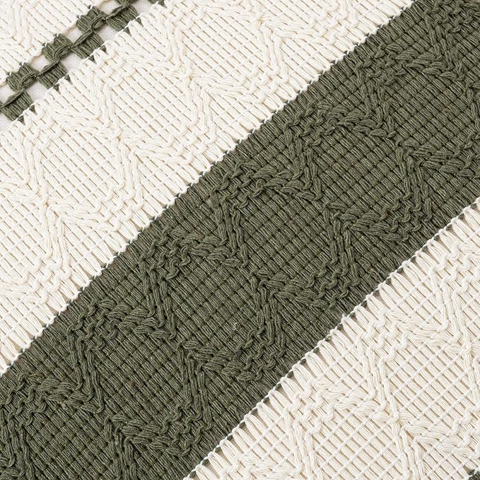 Fancy Homi Set of 1 Boho Olive Green Decorative Throw Pillow Cover 22x22 Inch - Image 4