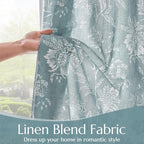 jinchan Linen Floral Curtains for Living Room, 63 Inch Length Curtains - Image 3