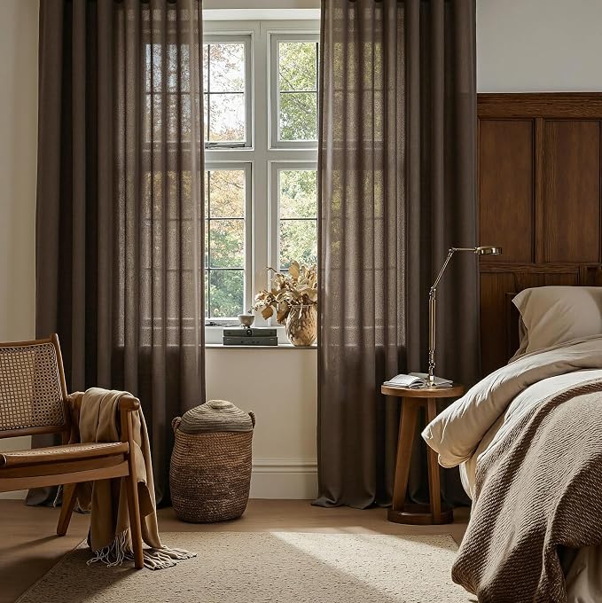 MYSKY HOME 108 Inches Long Dark Brown Sheer Curtains - Image 8