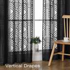 Simplebrand Black Semi Sheer Curtains 45 Inch Length 2 Panels, Geometric - Image 5