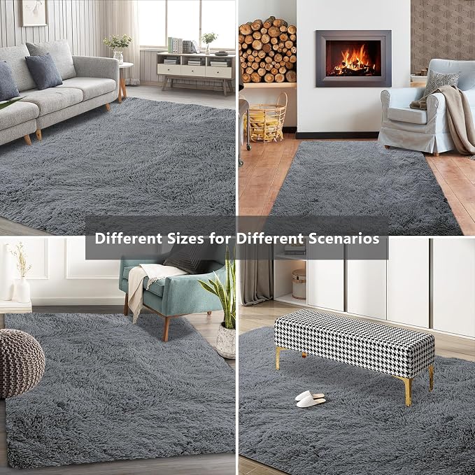 10X14 Large Shag Area Rugs for Living Room Bedroom, Big Soft Purple Fluffy Rug - Image 7
