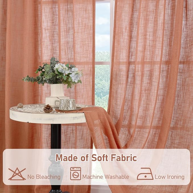 LAMIT Light Filtering Linen Curtains 72 inches Long - Image 8