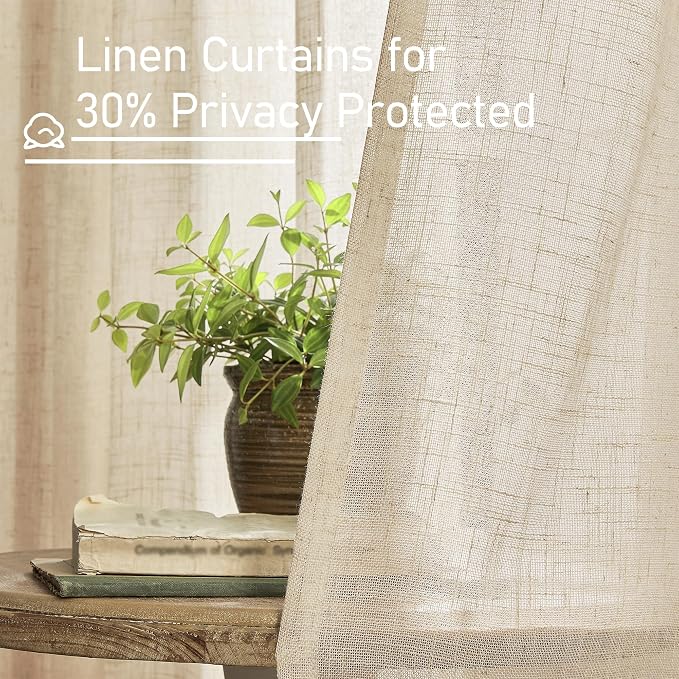LAMIT Light Filtering Linen Curtains 84 inches Long - Image 5