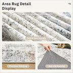 5x7 Area Rugs Blue Ivory Low Pile Indoor Washable Trendy Faded Style Rugs - Image 6