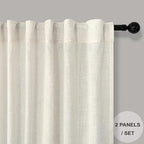 Pitalk Back Tab Linen Curtains 95 Inches Long 2 Panels Set - Image 2