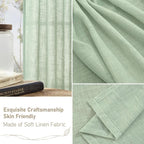 LAMIT Fresh Green Linen Curtains 45 Inch Length 2 Panels, Light Filtering - Image 6