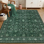 3x5 Area Rugs Living Room Rug: Washable Vintage Distressed Floral Rug No Slip - Image 2
