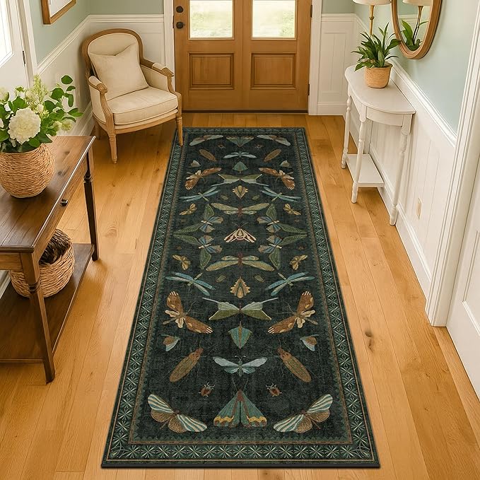 Hazo Haus Insect 2x7 Stain Resistant Kitchen Runner Rugs, Vintage Bathroon Rug - Image 3
