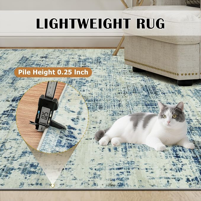8x10 Area Rugs for Living Room Washable Rug: Anti-Skid Abstract Modern Living - Image 6