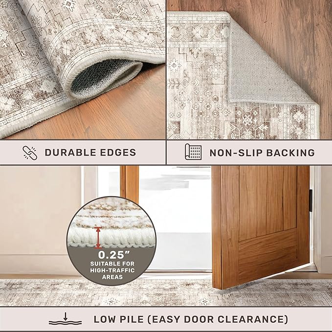 Hazo Haus Boho 2x7 Long Runner, Neutral Farmhouse Hallway Rug, Small Throw - Image 5