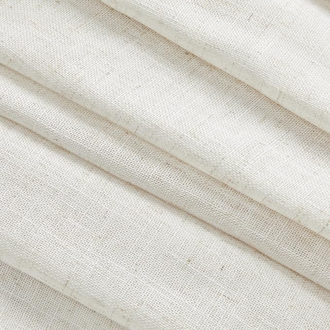 MYSKY HOME Linen Curtains for Living Room, Natural Semi Sheer Curtains & Drapes - Image 6