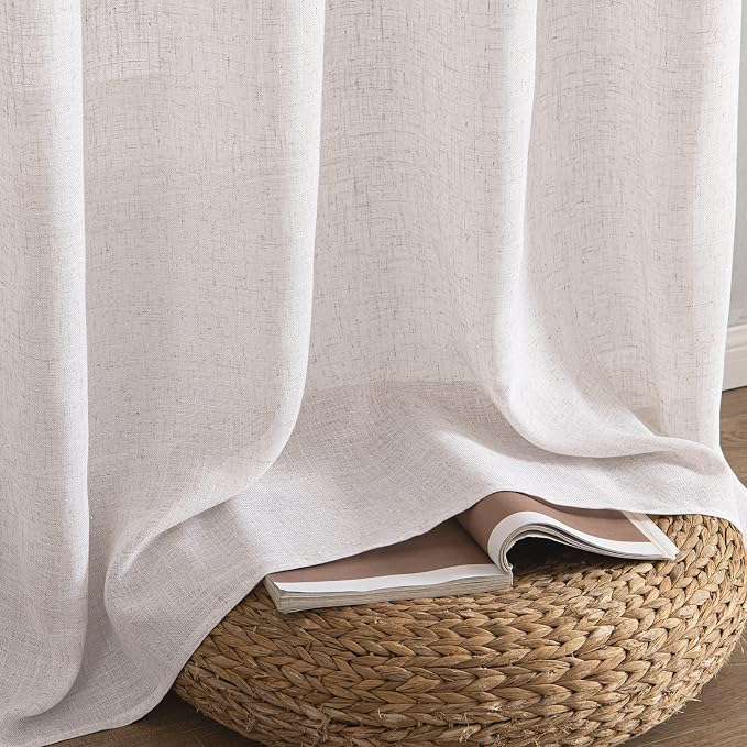 MIULEE White Linen Curtains 84 Inch Length - Image 7