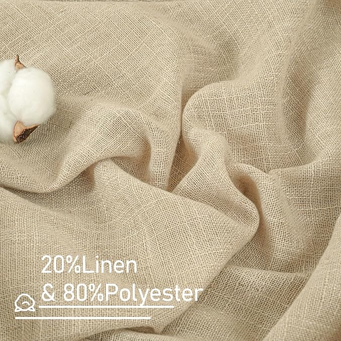 LAMIT Linen Kitchen Curtains 30 Inch Length, Semi Sheer Light Filtering Window - Image 2
