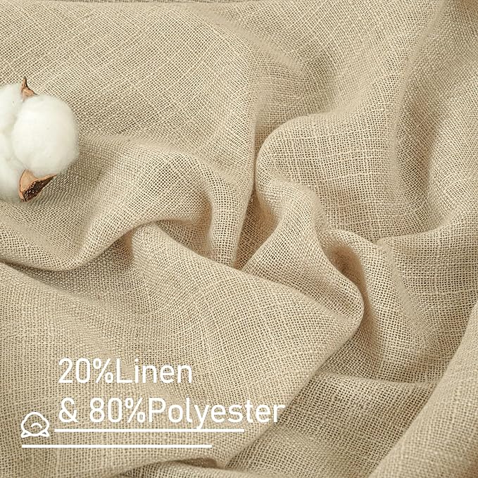 LAMIT Light Filtering Linen Curtains 68 inches Long - Image 2