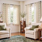 jinchan Belrose Linen Curtains for Bedroom Floral Curtains 63 Inch Length Sage by JINCHAN