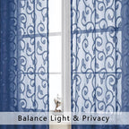 OWENIE Furman Blue Sheer Curtains 96 inches Long - Image 3