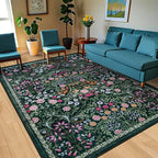 8x10 Area Rugs for Living Room: Floral Washable Rug Vintage Large Soft Boho - Image 2