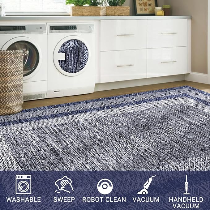 GarveeHome Modern Geometric Area Rug 5x7 Distressed Bordered Rug Washable Non - Image 6