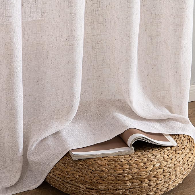 MIULEE Natural White Linen Curtains 84 Inch Length - Image 7